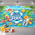 BlissYard Hello Summer Banner 71 x 43 Inches Welcome to Our Pool Summer Pool Party Decorations Swimming Pool Backdrop Beach for Pool Party Backyard Summer Beach Tiki Bar Outdoor Photo Booth by BlissYard