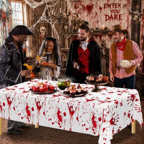 4 Pcs Bloody Table Cloth Halloween 54" x 108" Plastic Disposable Tablecover - Image 5