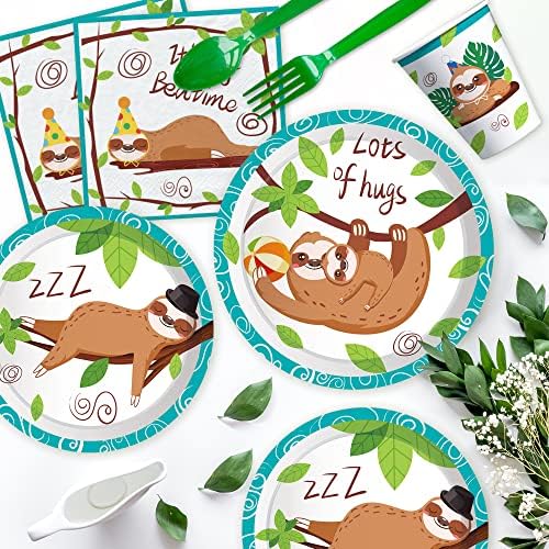 Sloth Birthday Party Supplies, Sloth Party Decorations, Serves 24 - Image 4