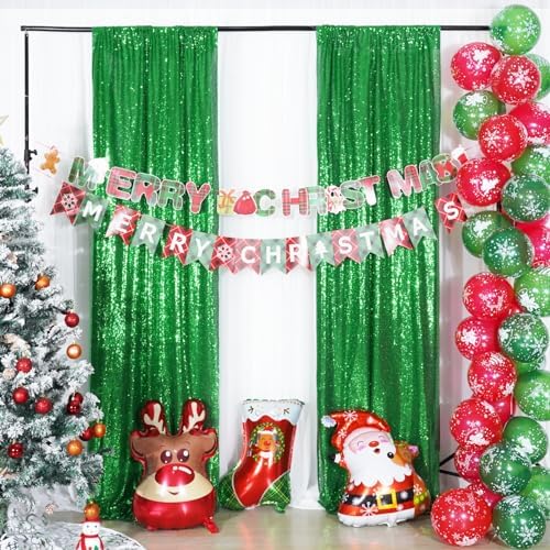 Poise3EHome Green Sequin Backdrop Curtains, 4 Panels 2FTx8FT Glitter Background for Party Birthday Party Baby Shower Wedding Christmas Thanksgiving Halloween Holiday Festival Decor - Image 6
