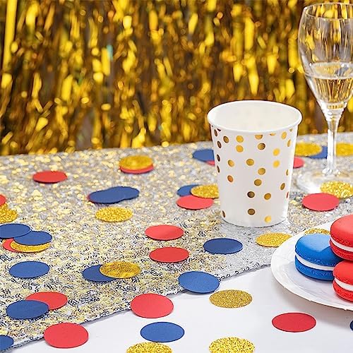 Gold Blue and Red Confetti Table Decoration for 4th July Graduation Birthday Theme Party,1.2 inch in Diameter,200 Counts - Image 2