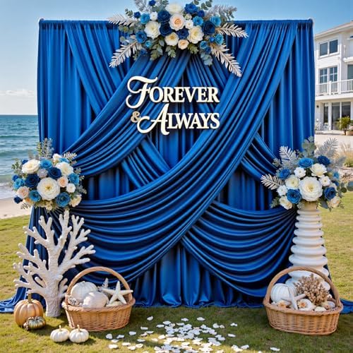 12ft x 10ft Royal Blue Backdrop Curtains for Parties, Wrinkle Free 2 Panels Photo Backdrop Drapes Back Drop Cloth for Wedding Birthday Photography Background Decor by CO-AVE