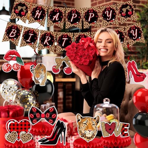 Cheetah Cherry Birthday Decorations Leopard Party Supplies Serve 24 - Image 6
