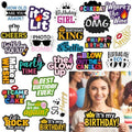 Beeveer 24 Pcs Birthday Photo Booth Props Single Sided 9" Photo Booth Props by Beeveer