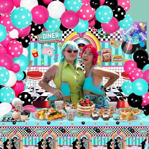 50s Party Decorations 280 PCS 1950s Retro Diner Decorations - Image 6