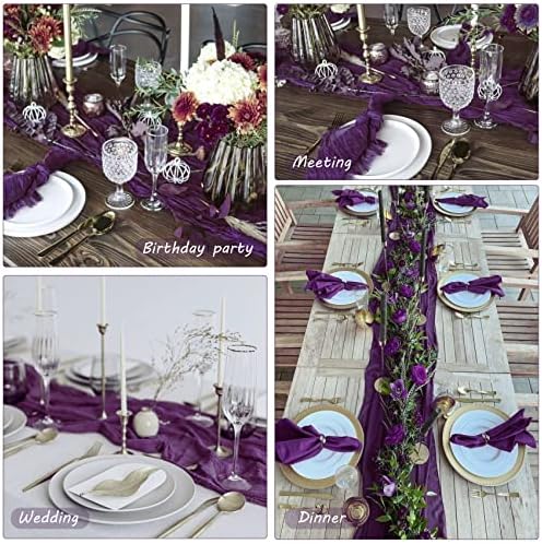 35x157 Inch Dark Purple Cheesecloth Table Runner Gothic Wedding Party Decor - Image 6