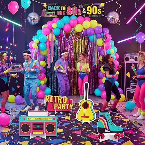 Honoson 4 Pcs 24.4" x 26.6" Large Back to 80s 90s Party Decoration Cardboard Cutouts, Retro Radio Boombox Backdrop Yard Signs for Hip Hop Music Birthday Party Supplies Vintage Photo Booth Props - Image 5