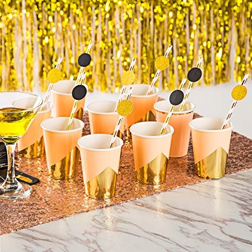 MOWO Gold Glitter and Black Confetti Circle Table Decoration, 1.2", 200pc - Image 6