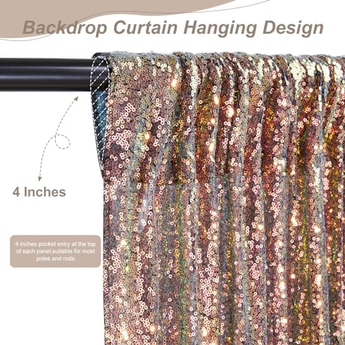 SoarDream Black Gold Sequin Backdrop 6 Pcs 2ftx8ft Sparkly Glitter Birthday Party Cake Table Background Draping Fabric - Image 4