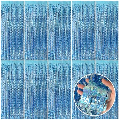 Tinsel Foil Fringe Curtains Wavy Backdrop for Parties Sparkle Metallic Wavy Foil Fringe Backdrop Curtain for Party Decorations Photo Booth Props for Birthday Graduation Wedding by BOMSI
