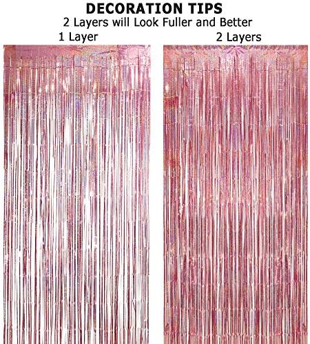Rose Gold Tinsel Party Backdrop - 3.2ft X 8.2ft - Pack of 2 - Image 3