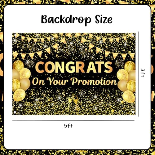 5x3ft Congrats on Your Promotion Backdrop Black and Gold - Image 5