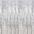 2 Pcs 3.2ft x 8.2ft Shiny Silver Metallic Tinsel Foil Fringe Curtains Photo Booth Backdrop for Birthday Wedding Bridal Shower Holiday Celebration Bachelorette Party Decorations by i-CHONY