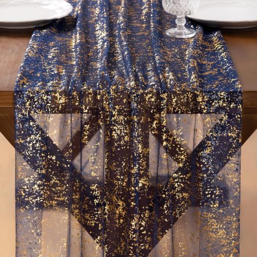 Gold Gauze Table Runner Glitter Fall Wedding Birthday Party Table Decor - Image 2