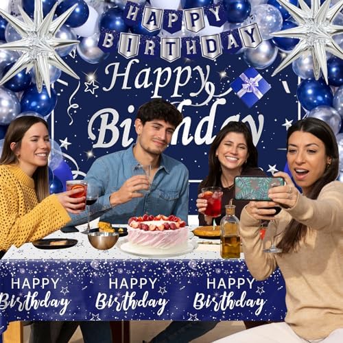 Blue Birthday Decorations for Men Boys Blue and Silver Party Decorations - Image 5
