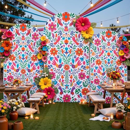 Set of 3 Arch Backdrop Cover Mexican Style 7.2ft 6.6ft 6ft Spandex Wrinkle Free Fitted Arch Background Top Chiara Arch Cover for Wedding Birthday Party Photography Arch Background by Htper