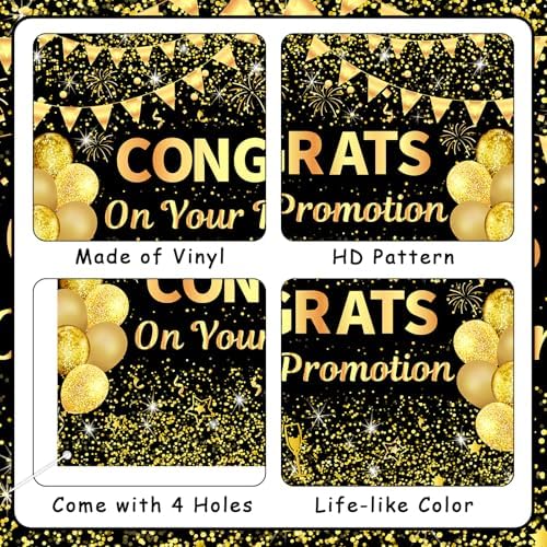 5x3ft Congrats on Your Promotion Backdrop Black and Gold - Image 4