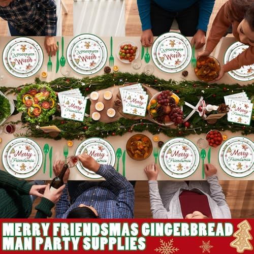 168 Merry Friendsmas Party Supplies Gingerbread Party Decoration - Image 5