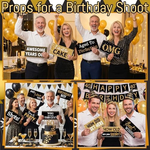 Beeveer 24 Designs Birthday Photo Booth Props, Double Sided PVC Signs - Image 4