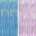 BRAVESHINE Pink Blue Tinsel Foil Fringe Curtains Party Streamers Backdrop by BRAVESHINE