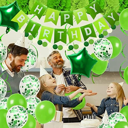 Green Birthday Decorations, Party Decorations Happy Birthday Decorations with Banner for Women Boys Girls Dinosaur Safari Party Decorations Wild One Party Supplies - Image 7