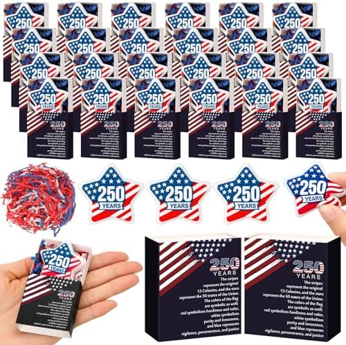 Wettarn 72 Sets 250th Anniversary Star Gifts America Flag Toys with Boxes by Wettarn