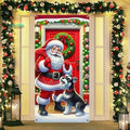 BlissYard Christmas Door Cover Santa Schnauzer 35x71 Inch Polyester by BlissYard