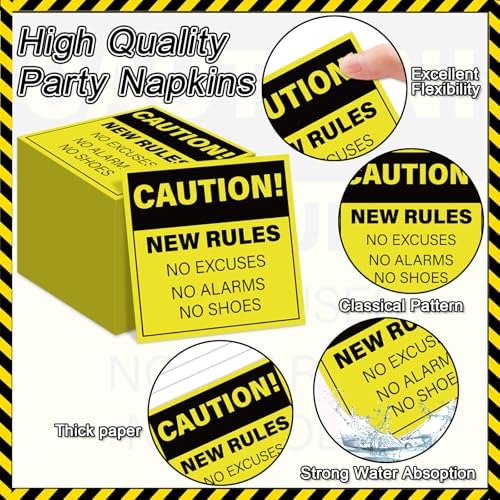 Qyeahkj 100 Pcs Funny Happy Retirement Party Supplies Caution Retirement Paper Plates and Napkins Set Disposable Warning Sign Tableware Decorations for Men Women Farewell Going Away Party Serves 25 - Image 4