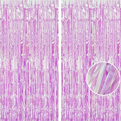 BRAVESHINE Iridescent Purple Foil Curtain | Holographic Fringe Backdrop by BRAVESHINE