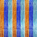 Voircoloria Blue Orange Foil Fringe Backdrop Curtains,3.3x8.2ft, 3 Pack by Voircoloria