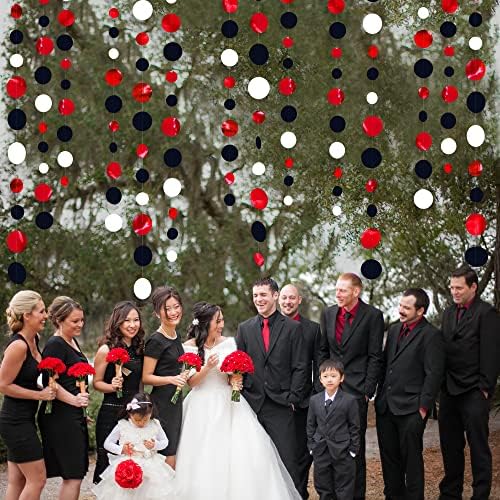 46 Ft Red Black and White Circle Dots Garland Hanging Paper Polka Dots Streamer for Graduations Birthday Bachelorette Engagement Wedding Bridal Shower Holiday Casino Poker Pirate Party Decorations - Image 7