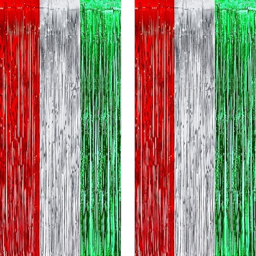 Red Silver Green Party Streamers - 2 Packs by GREATRIL