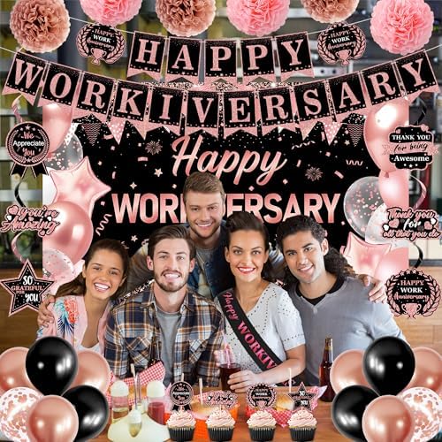 DARUNAXY Happy Workiversary Party Decorations for Women Girls(31PC) - Image 6