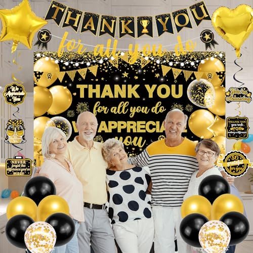 Vlipoeasn We Appreciate You Banner Decorations(Black Gold) - Image 4