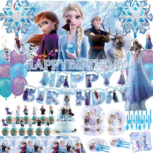 Winter Theme Birthday Party Supplies, Cartoon Princess Party Decorations by Signreen