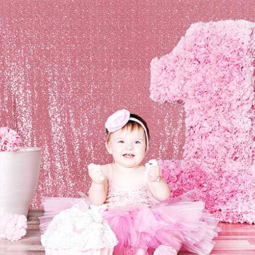 Poise3EHome Fuchsia Pink Sequin Backdrop, 6Ft x 8Ft Glitter Photography Background Curtains for Party Baby Shower Wedding Birthday Decoration - Image 4