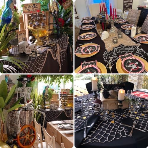 10x5 Ft Fish Net Decorations Party, 3 Pcs Beige Fishing Net Halloween Decor - Image 5