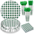 175 Pcs Green Gingham Party Supplies Set For 25 Guests by NatNarr