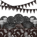 Tegeme 123 Pcs Western Cowboy Party Tableware Set for 30 Guests, Black by Tegeme