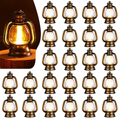Ferraycle 24 Pcs Mini Lanterns 4 Inch Retro Gold Lamp Table Centerpieces by Ferraycle