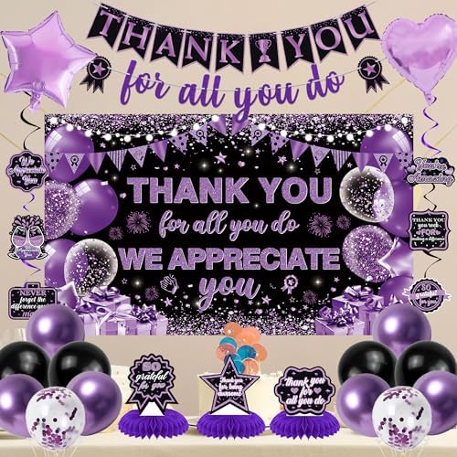 Vlipoeasn Purple We Appreciate You Banner Decorations - Image 6