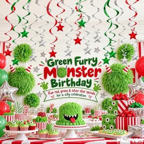 30 Pcs Red Green Silver Hanging Swirl Decorations Foil Ceiling Streamers - Image 5