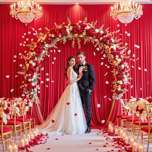 10x12ft Red Backdrop Curtain Panels for Parties - Wrinkle Free Polyester Photo Curtain Backdrop Wedding Back Drop Fabric Drapes for Party Decorations Background for Photography - Image 2