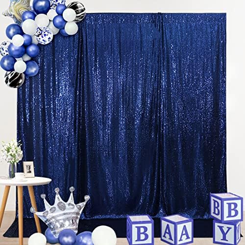SquarePie 6x8ft Navy Blue Sequin Backdrop, High Density Non-Transparent Glitter Curtain for Photography, Birthday, Wedding Party Decorations, Thick Solid Background with 4" Rod Pocket, 1 Panel - Image 6