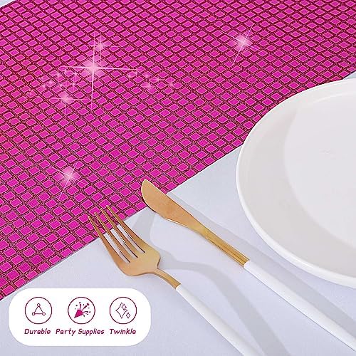 durony 6 Pack Mirror Disco Party Table Runner, 11 x 108 Inch, Hot Pink - Image 5