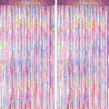 4 Packs Pink Foil Fringe Curtain, Pink Glitter Metallic Tinsel Backdrop for Birthday, Wedding, Baby Shower, Princess Bachelorette Cowgirl Party Decorations Supplies by BSRESIN