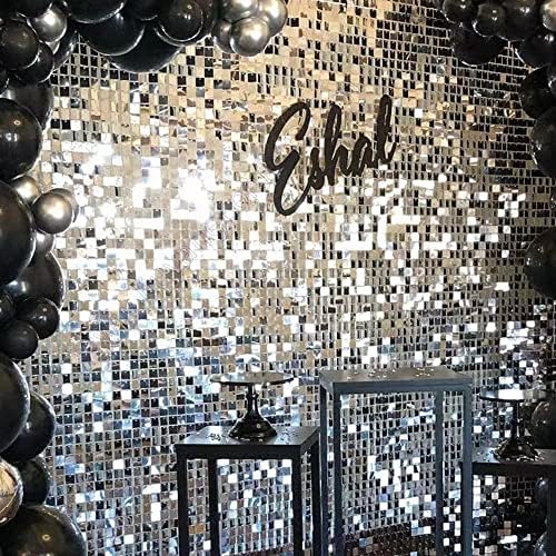 24 Sequin Panels for Shimmer Wall - New Interlocking Design | Sequin Wall, Party Backdrop, Events, and Advertising Signs (Silver) - Image 4