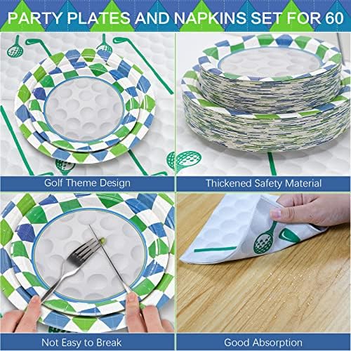 180Pcs Golf Party Supplies Paper Plates and Napkins Serve 60 - Image 3