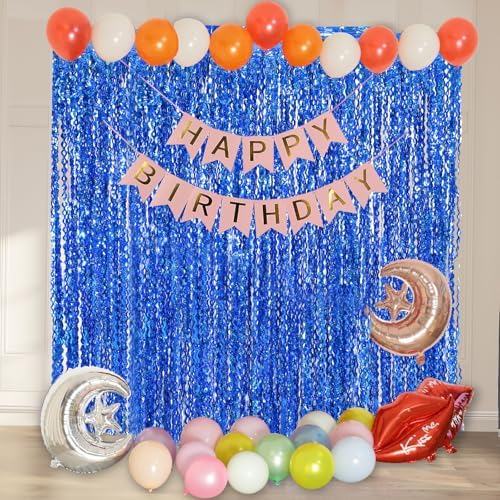 4 Pack 3.3 ft x 6.6 Wavy Sparkle Dark Blue Foil Fringe Backdrop Curtain - Navy Blue Streamer Backdrop Tinsel Curtains for Door Streamers Ocean Birthday Party Decorations Disco Party - Image 6