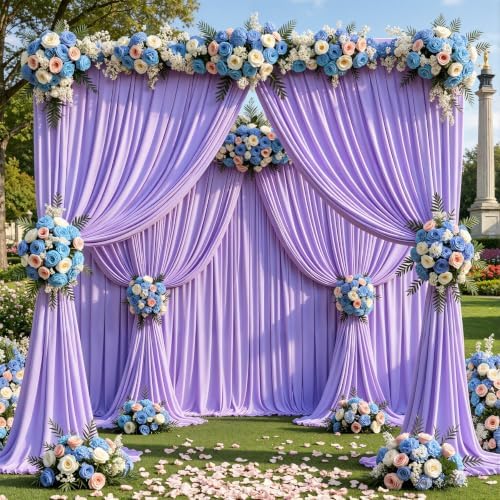 40x10ft Lavender Backdrop Curtain Panels for Parties - Wrinkle Free Polyester Photo Curtain Backdrop Wedding Back Drop Fabric Drapes for Party Decorations Background for Photography - Image 4